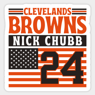 Cleveland Browns Chubb 24 American Flag Football Sticker